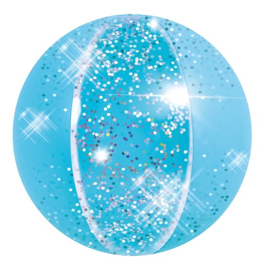 Pool Central® 16" Blue Glitter Inflatable Beach Ball